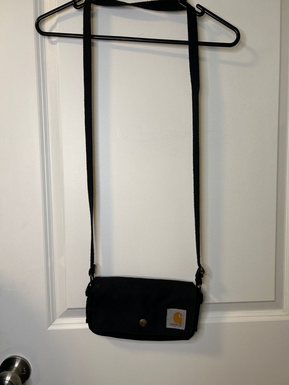 134. Carhartt Black Crossbody Bag with Tan Logo Patch